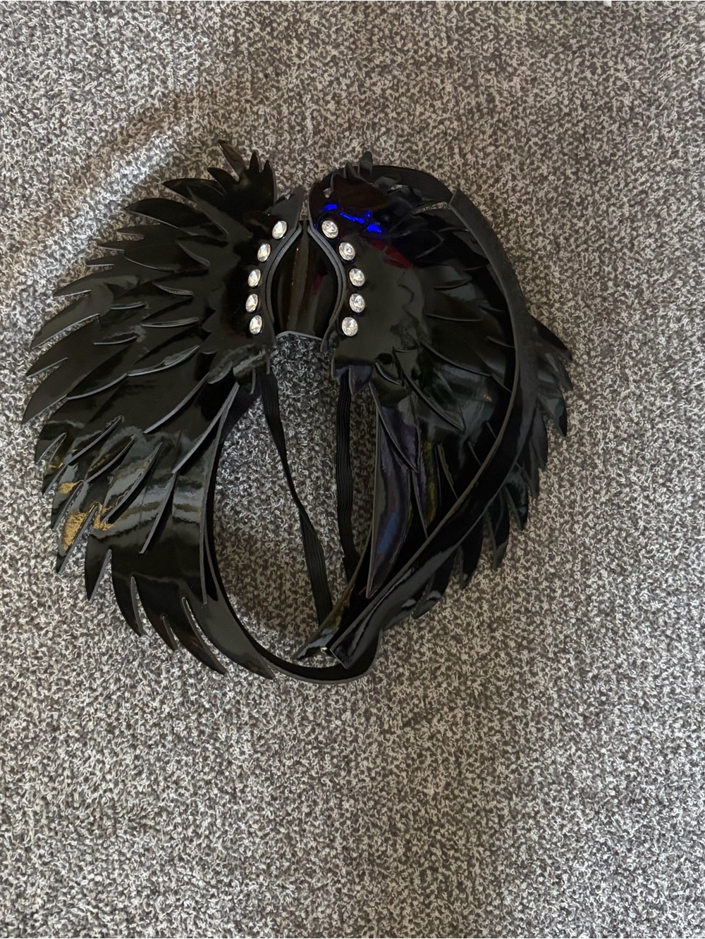 Fallen wings blacks Wing-Shaped Statement Mask with Rhinestone Accents